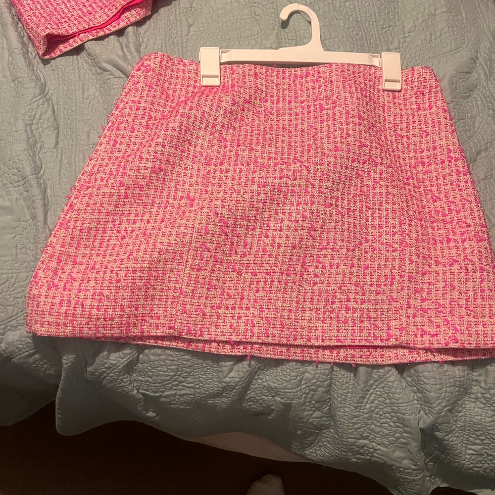 NWT Lilly Pulitzer Pink Tweed Mini Skirt/Foile Bouche